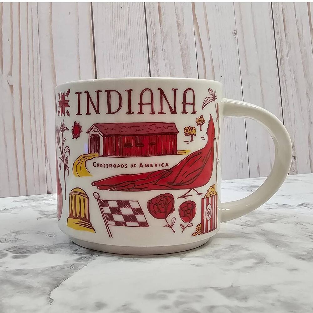 Starbucks Indiana State Been There Series Collection Souvenier Cafe Mug 14oz Red
